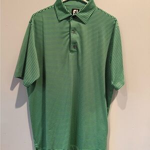 FootJoy Green and Black Striped Polo Shirt
